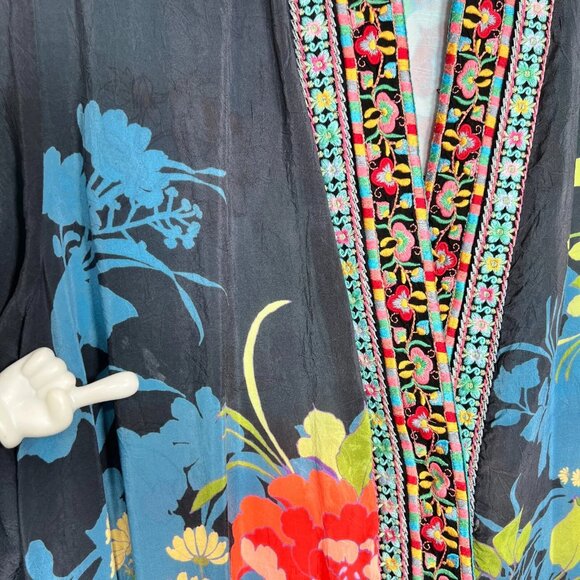 Johnny Was Womens Black Floral Fuska Kimono Reversible Embroidered Top Size XXL - Picture 11 of 11